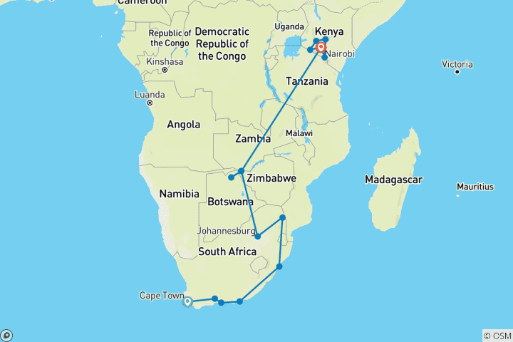 Map of Ultimate African Expedition