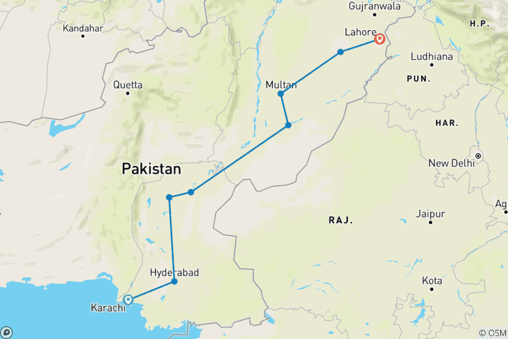 Kaart van Onontdekt Zuid-Pakistan