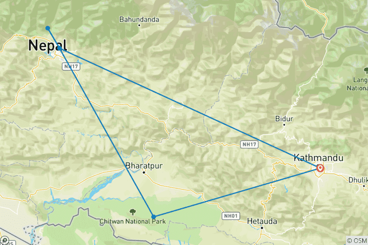 Carte du circuit Namaste Nepal - 17 jours