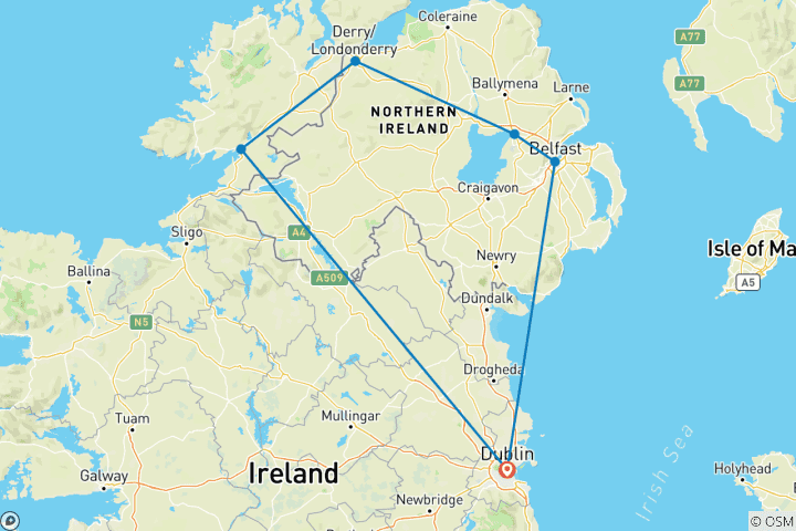 Map of Game of Thrones 8 Days Self-Drive Tour | Ireland