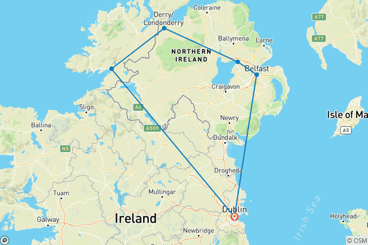 Map of Game of Thrones 8 Days Self-Drive Tour | Ireland