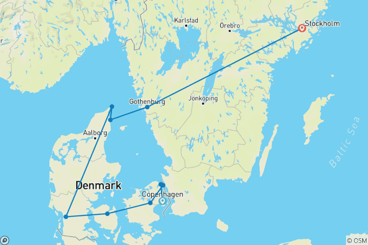 Map of A Scandinavian Journey: Denmark to Sweden