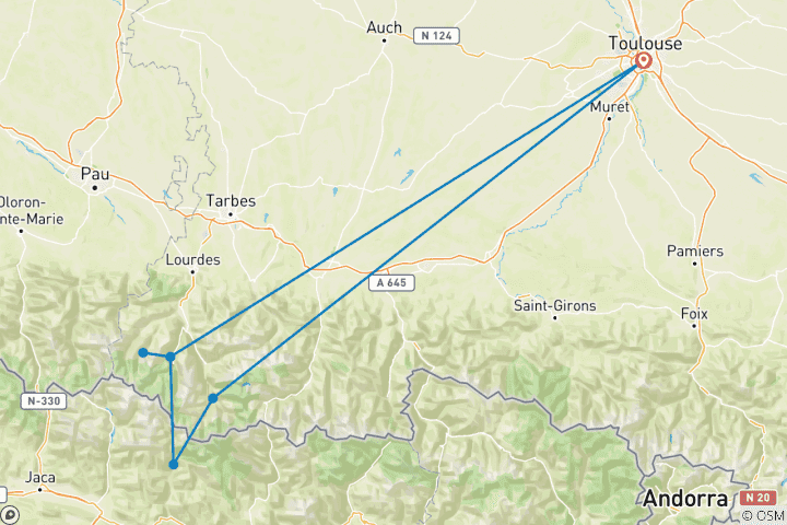 Map of Hiking the Pyrenees