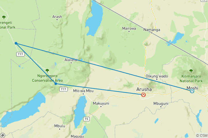 Map of 3-Day Comfort plus (Serengeti & Ngorongoro Safari)