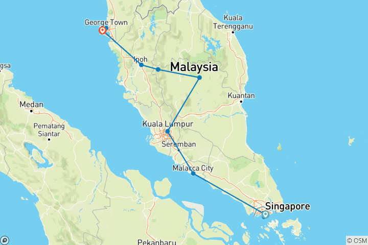 Karte von 14 Tage Singapur und Malaysia: Metropolen-Regenwald-Inselwelt