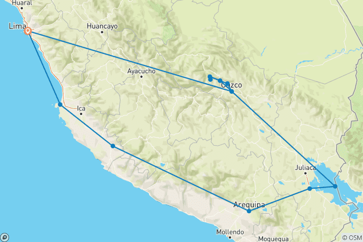 Map of Majestic Peru (30 destinations)