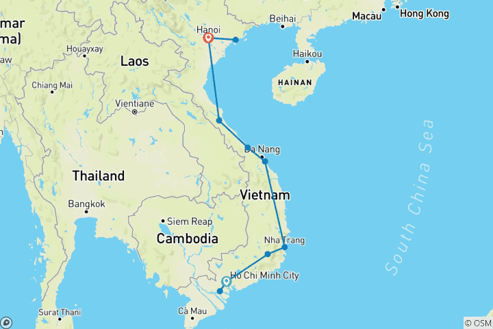 Carte du circuit Le meilleur du Vietnam