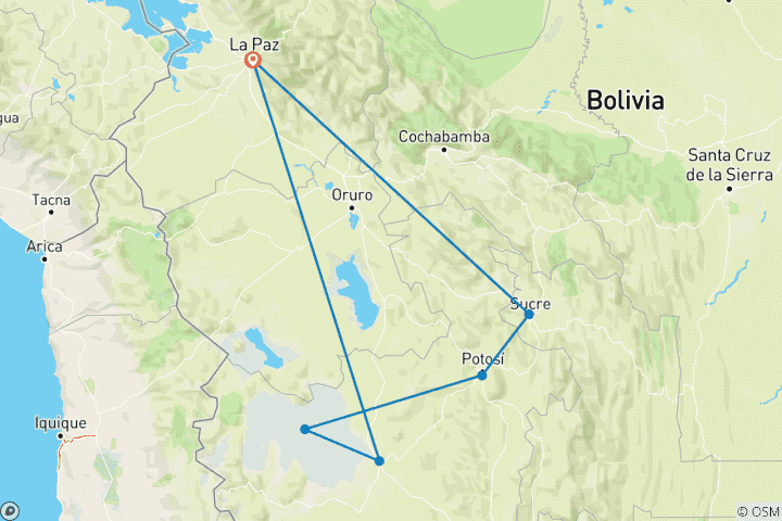 Map of Best of Bolivia: La Paz to Uyuni