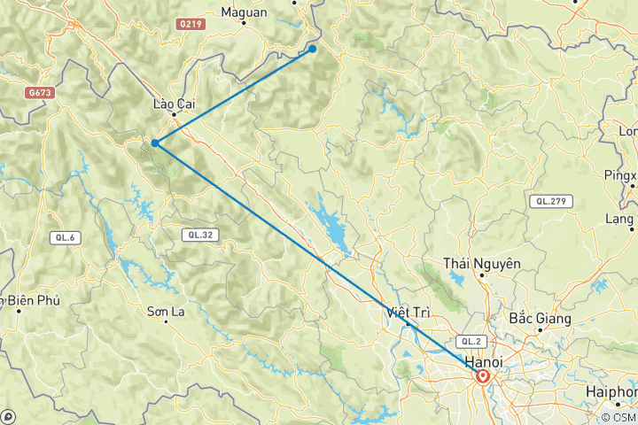 Kaart van Noord-Vietnam Snapshot 7 dagen - One Life Adventures