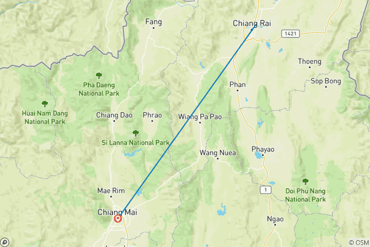 Map of 7 Days Chiang Rai - Chiang Mai Cultural and Natural Tour (private guide & driver）