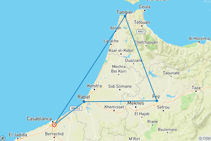 Carte du circuit Le Maroc en train