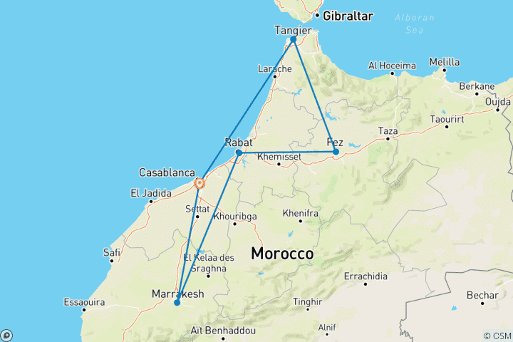 Carte du circuit Voyage des jeunes en train au Maroc