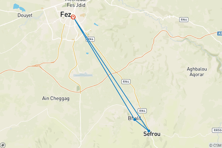 Map of Private Day Trip From Fez to Bhalil and Sefrou