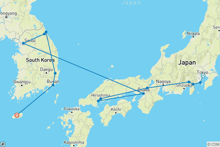 Map of Essential Japan & South Korea - 25 days