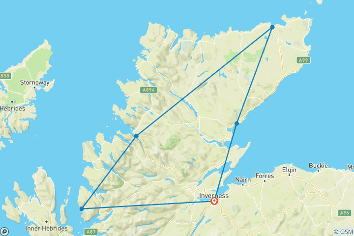 Carte du circuit Best of the North Coast 500 (Hôtel) - 3 jours