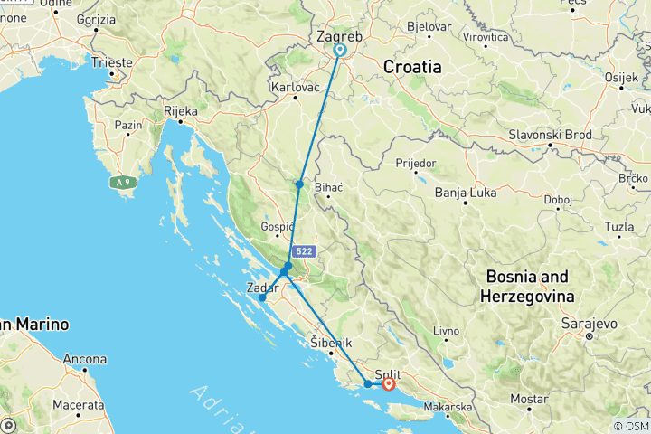 Map of Walks and Coastal Towns of Croatia (New)