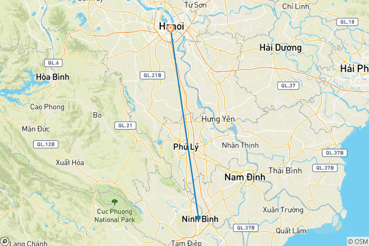 Map of Day trip to Ninh Binh (Hoa Lu - Tam Coc - Mua Cave)