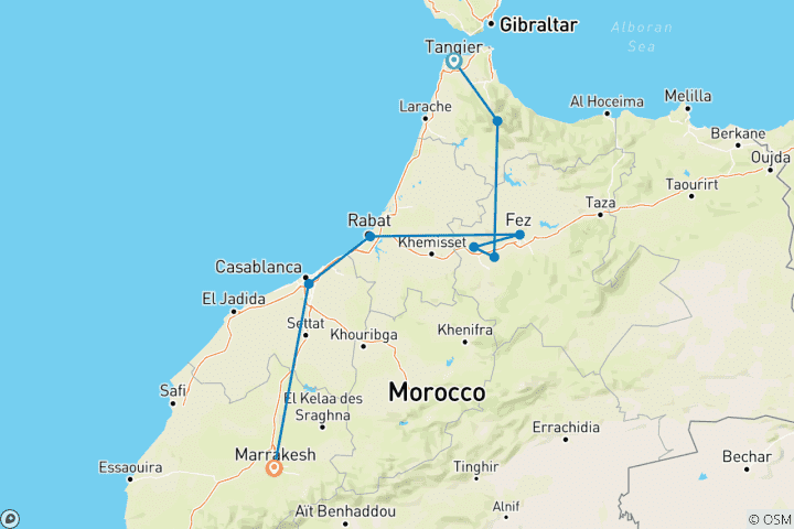 Karte von 5-tägige private Imperial Cities Tour durch Marokko