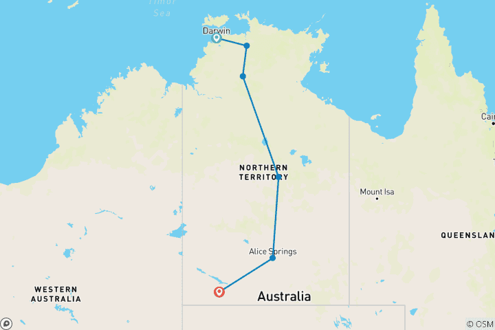 Map of Northern Territory Explorer (Base Tour, 2026/2027, Best Buys, 11 Days)