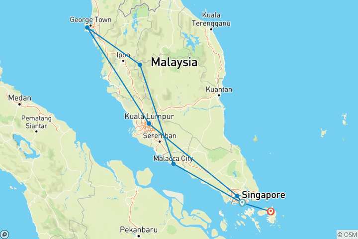 Carte du circuit Combinaison de pays Singapour, Malaisie & Indonésie (vol inclus)