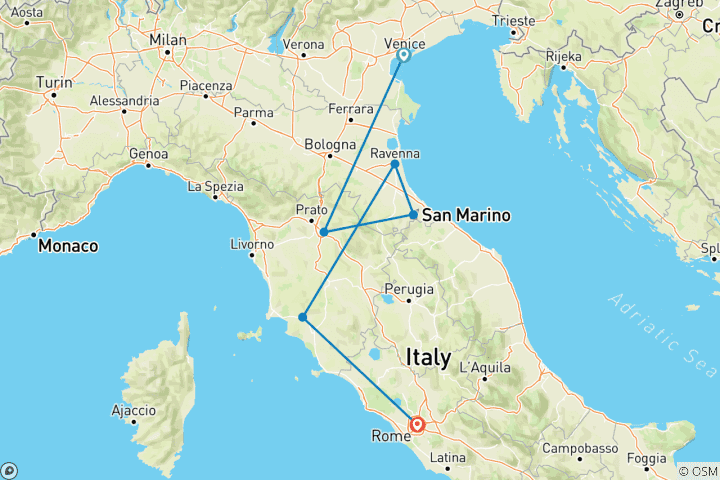 Map of Best of Italy  (Venice to Rome) (2025) (Alternative)