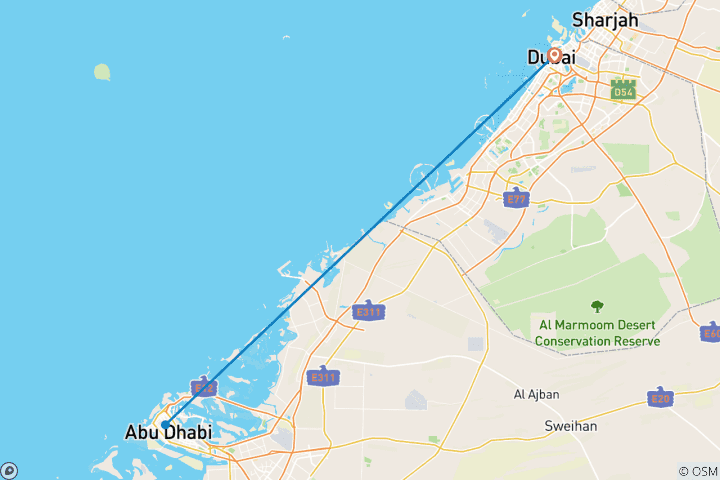 Carte du circuit 6 jours et 5 nuits - Circuit aventure à Dubaï