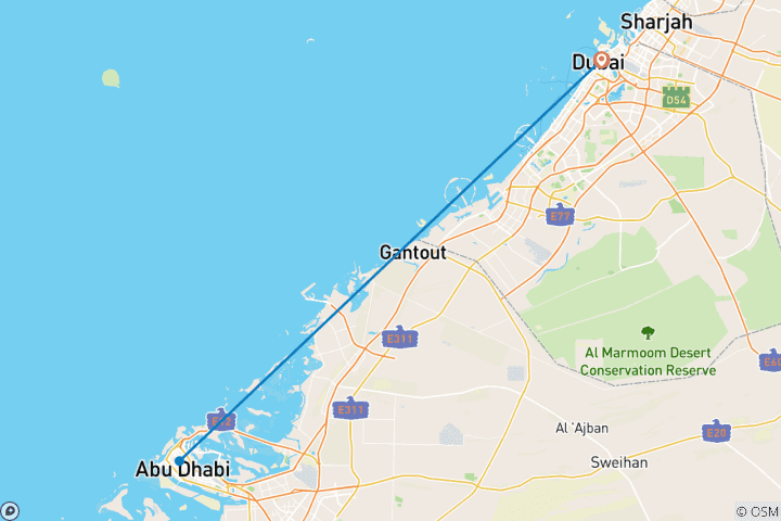 Carte du circuit 7 jours et 6 nuits - Circuit découverte de Dubaï