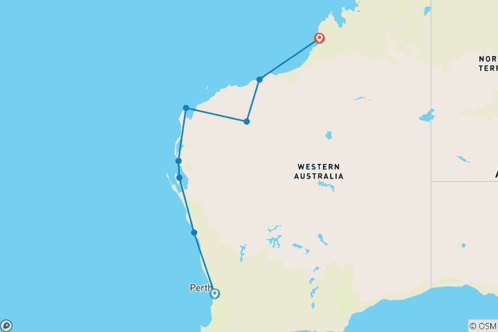 Map of Wonders of the Pilbara and West Coast (11 Days)