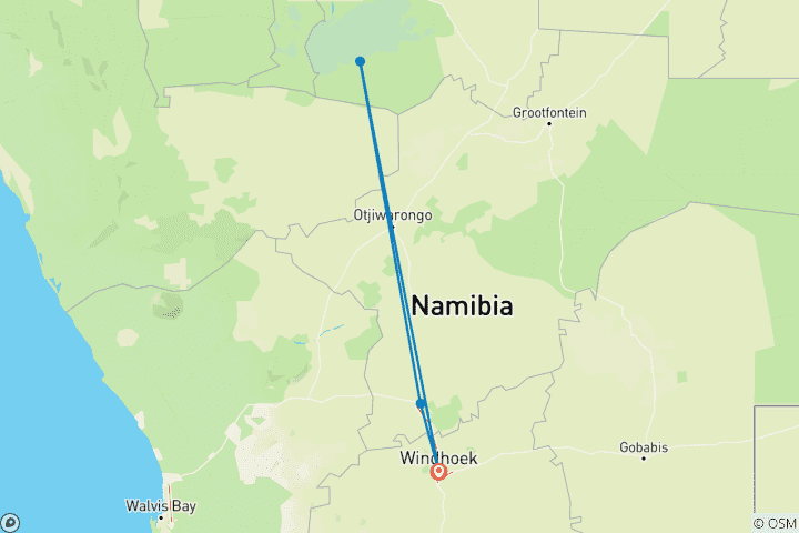 Map of Etosha Highlights: 3-Day Private Safari Adventure