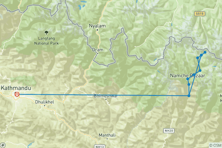 Map of Everest Base Camp Trek 6 Days