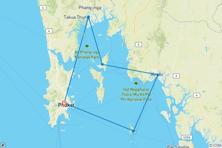 Carte du circuit Pride Sailing en Thaïlande