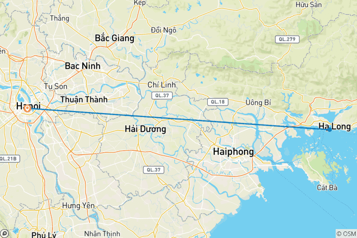 Carte du circuit Explorez l'enchanteresse baie d'Ha Long lors d'une excursion d'une journée au départ de Hanoi