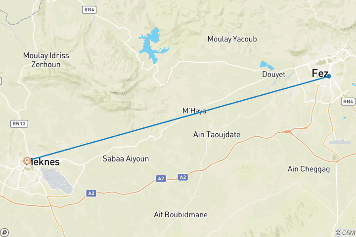 Mapa de Excursión privada de un día de Meknes a Fez con guía oficial