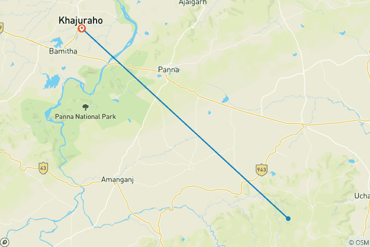 Mapa de 4 Días: Khajuraho con Safari de Tigres (Excursión por la naturaleza)