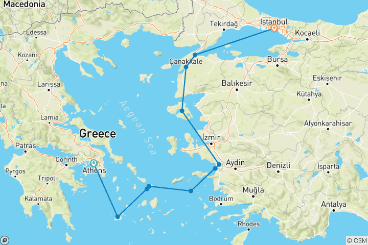 Map of Aegean Explorer Athens → Istanbul (2025)