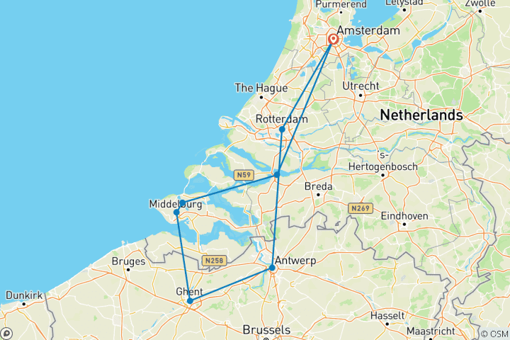Map of Tulip Time Cruise for Garden & Nature Lovers 2026