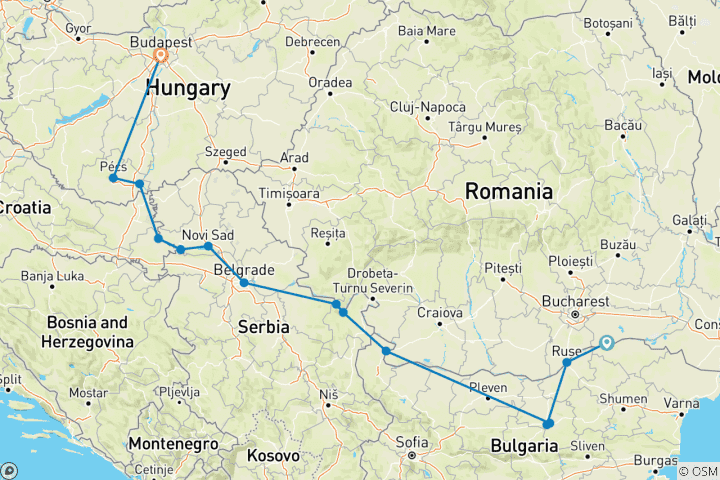 Map of The Danube from Romania to Budapest 2026