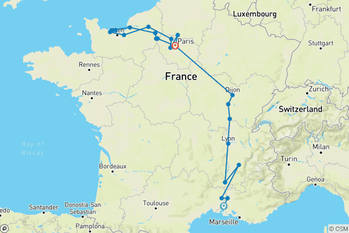 Map of A Culinary Experience in Grand France (Northbound) 2026