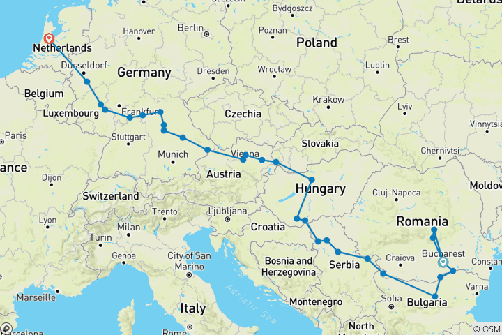 Map of From Romania to the North Sea with 1 Night in Bucharest and 2 Nights in Transylvania 2026