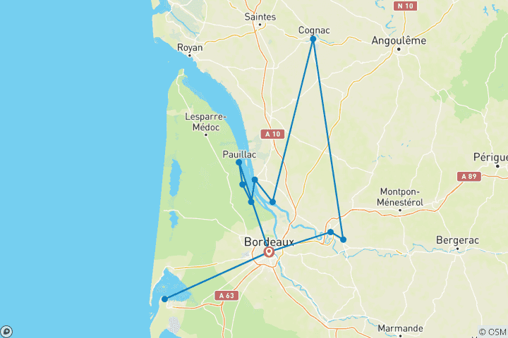 Map of Bonjour Bordeaux: Chateaux, Wineries & Charming Villages