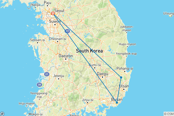 Map of Seoul Searching & Jeju 5 star - 9 days