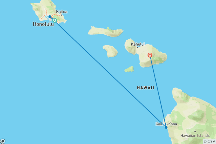 Map of Best of the Hawaiian Islands with Upgraded Room Categories