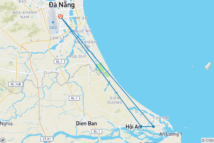 Karte von Da Nang und Hoi An 3 Tage 2 Nächte (Goldene Brücke und Hoi An Antike)