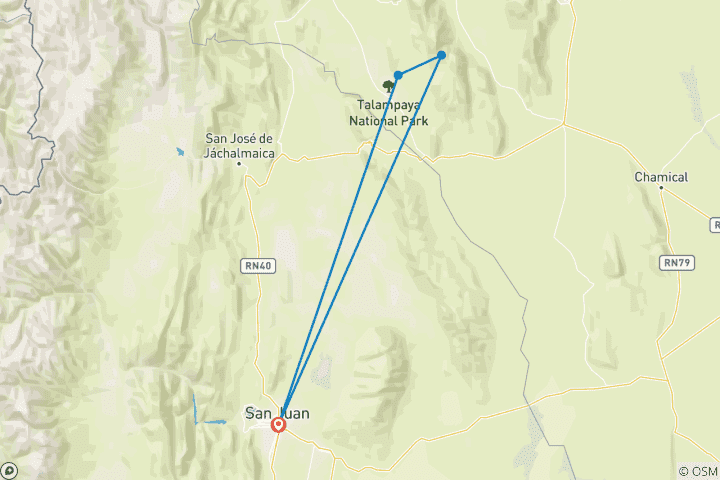 Kaart van Argentinië - San Juan: Nationale parken Ischigualasto & Talampaya - 4 dagen