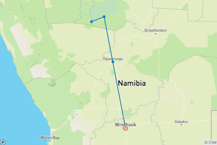 Map of Private Etosha Safari (4 Days)