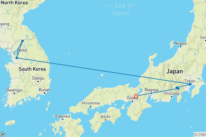 Carte du circuit Circuit de 11 jours en Corée du Sud et au Japon