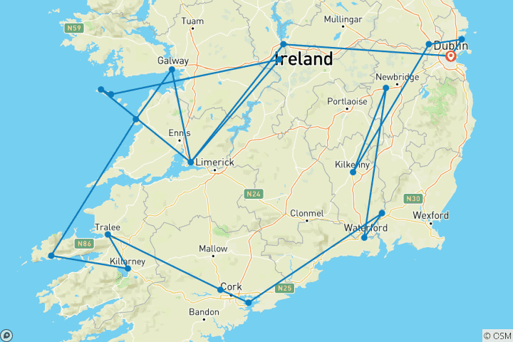 Carte du circuit Légendes irlandaises - 10 jours/9 nuits