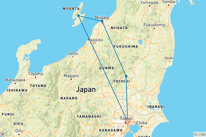 Carte du circuit Aventure sur l'île de Sado