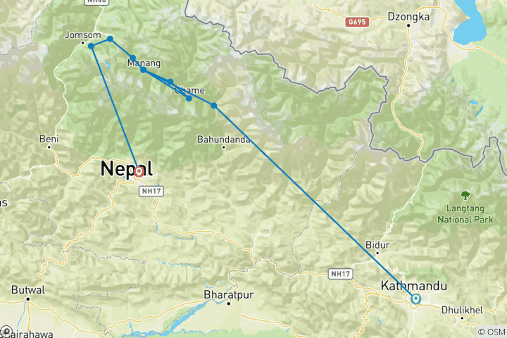 Map of Annapurna Circuit Trek