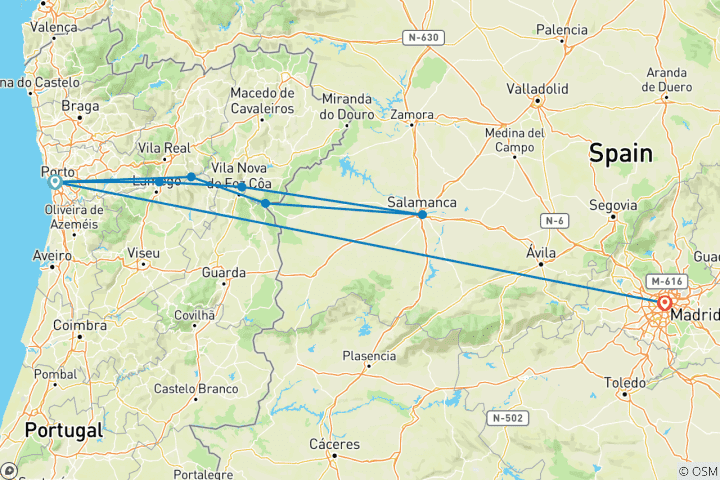 Karte von Geheimnisse des Douro & Madrid